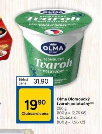 Tesco Olma olomoucký tvaroh polotučný nabídka