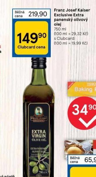 Tesco Franz josef kaiser exclusive extra panenský olivový olej nabídka