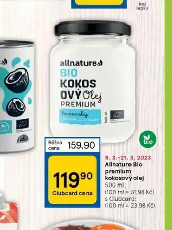 Tesco Allnature bio premium kokosový olej nabídka