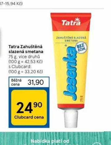 Tesco Tatra zahuštěná slazená smetana nabídka