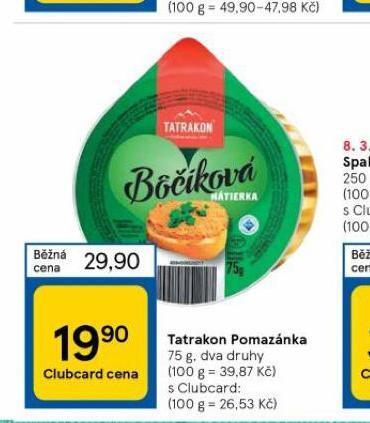 Tesco Tatrakon pomazánka nabídka