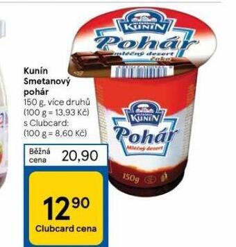 Tesco Kunín smetanový pohár nabídka