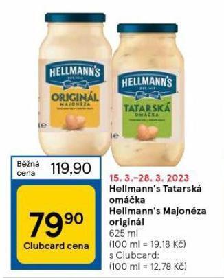 Tesco Hellmann´s tatarská omáčka, majonéza nabídka