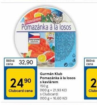 Tesco Gurmán klub pomazánka á la losos s kaviárem nabídka