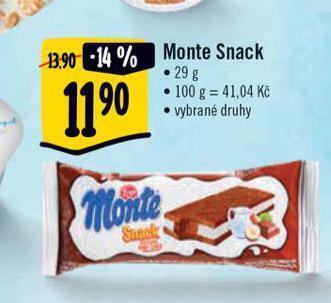 Albert Monte snack nabídka