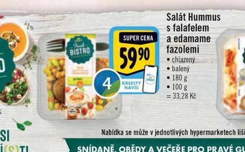 Albert Salát hummus s falafelem a edamame fazolemi nabídka