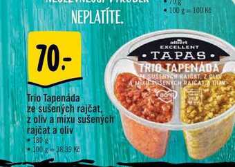 Trio tapenáda ze sušených rajčat, z oliv a mixu sušených rajčat a oliv 180 g