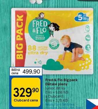 Tesco Fred & flo big pack dětské pleny junior. 88 ks nabídka