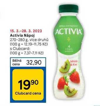 Tesco Activia nápoj 270-280 g nabídka