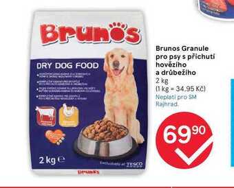 Tesco Brunos granule pro psy s příchutí hovězího a drůbežího 2 kg nabídka