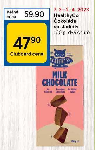 Tesco Healthyco čokoláda se sladidly 100 g nabídka