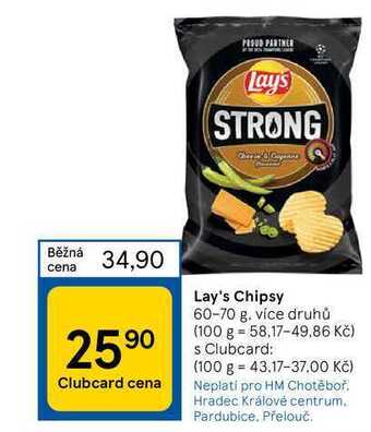 Tesco Lay's chipsy 60-70 g nabídka