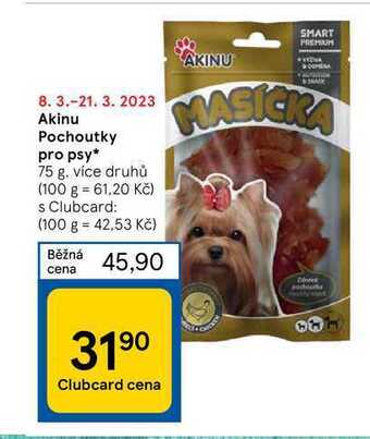 Tesco Akinu pochoutky pro psy* 75 g nabídka