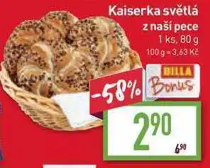Billa Kaiserka světlá z naší pece 1 ks, 80 g nabídka