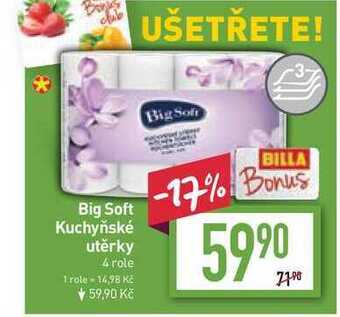Billa Big soft kuchyňské utěrky 4 role nabídka