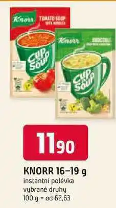 Knorr cup a soup instantní polévka, vybrané druhy 19g