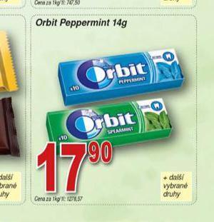 Hruška Orbit peppermint nabídka