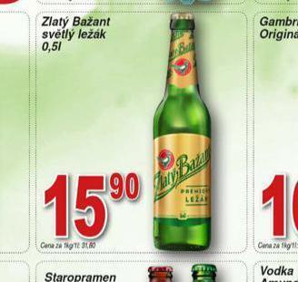Hruška Pivo zlatý bažant světlý ležák nabídka
