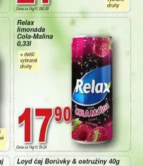 Hruška Relax limonáda cola-malina nabídka