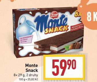 Billa Monte snack nabídka