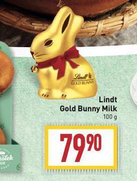 Billa Lindt gold bunny milk nabídka