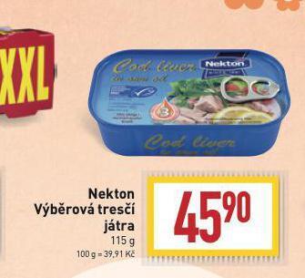 Billa Nekton výběrová tresčí játra nabídka