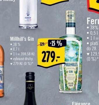 Albert Millhill´s gin nabídka