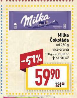 Billa Milka čokoláda nabídka