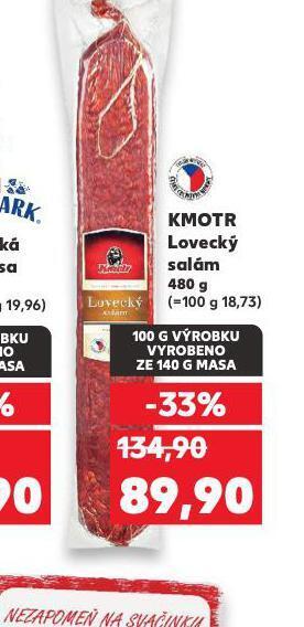 Kaufland Kmotr lovecký salám nabídka