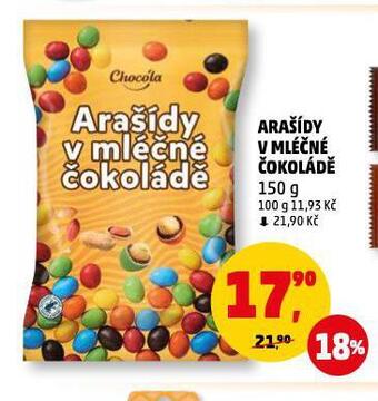 Penny Market Arašídy v mléčné čokoládě nabídka