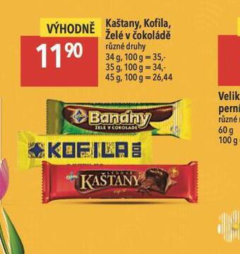Globus Kaštany, kofila, želé v čokoládě nabídka