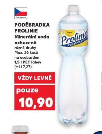 Kaufland Poděbradka prolinie minerální voda ochucená nabídka