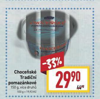 Billa Choceňské tradiční pomazánkové nabídka