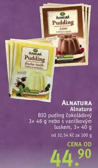 Rossmann Alnatura alnatura bio puding čokoládový, 3x 46 g nebo s vanilkovým luskem, 3x 40 g nabídka