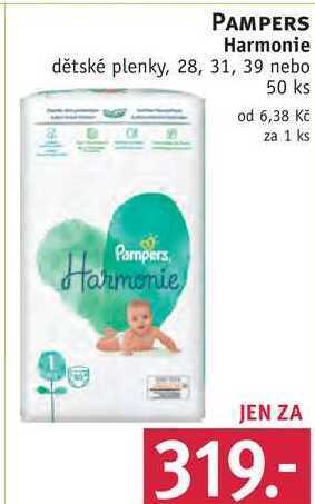 Rossmann Pampers harmonie dětské plenky, 28, 31, 39 nebo 50 ks nabídka