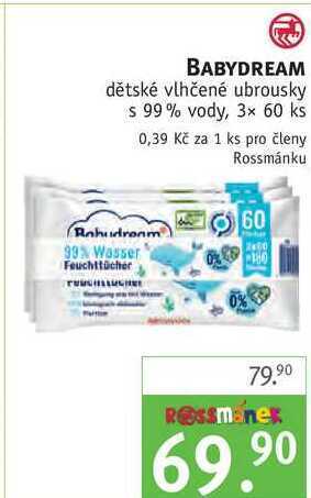 Rossmann Babydream dětské vlhčené ubrousky, 3x 60 ks nabídka