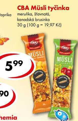 CBA Cba müsli tyčinka, 30 g nabídka