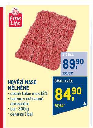 Makro Fine life hovězí maso mělněné 300 g nabídka