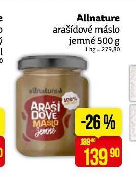 Teta Allnature arašídové máslo jemné nabídka