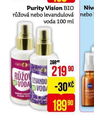 Teta Purity vision bio růžová nebo levandulová voda nabídka