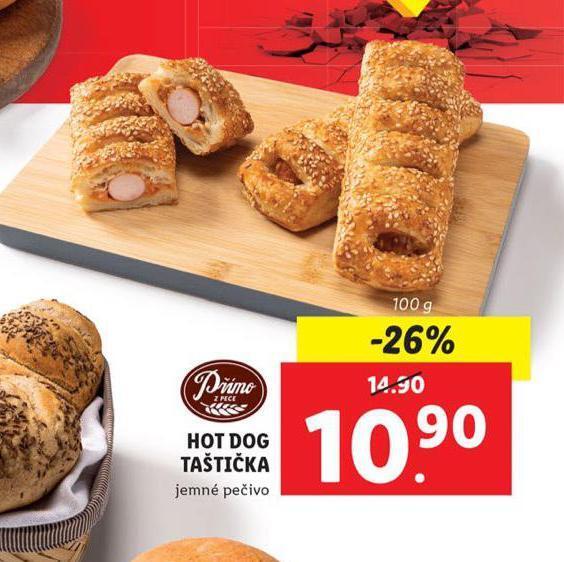 Hot dog taštička nabídky v Lidl
