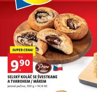 Lidl Selský koláč se švestkami a tvarohem / mákem nabídka