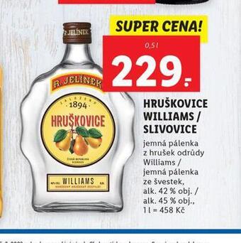 Lidl Hruškovice williams / slivovice nabídka