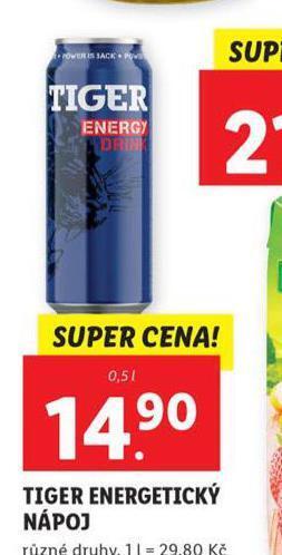 Lidl Tiger energetický nápoj nabídka