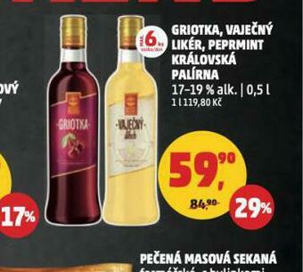 Penny Market Griotka, vaječný likér, peprmint nabídka