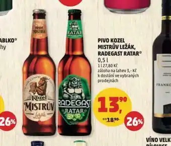 Penny Market Pivo velkopopovický kozel mistrův ležák nabídka