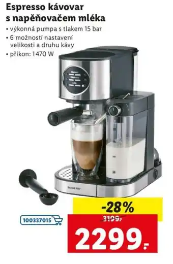 Lidl SilverCrest Espresso kávovar s napěňovačem mléka nabídka