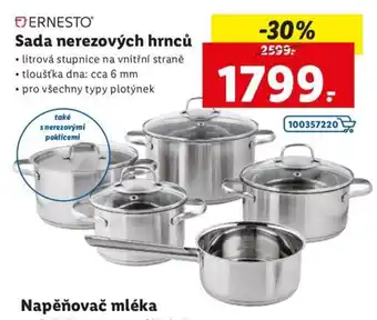 Lidl Ernesto Sada nerezových hrnců nabídka