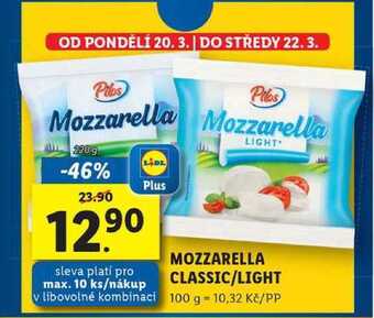 Lidl Mozzarella classic/light, 220 g nabídka