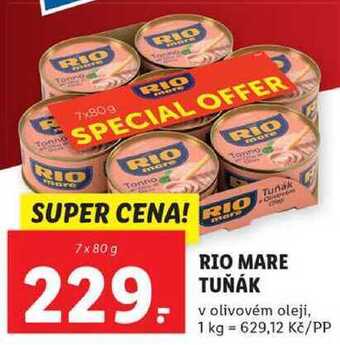 Lidl Rio mare tuňák, 7x 80 g nabídka